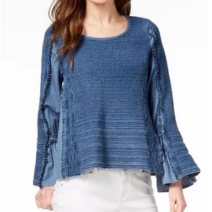 I.N.C. Cotton Mixed-Media sweater.